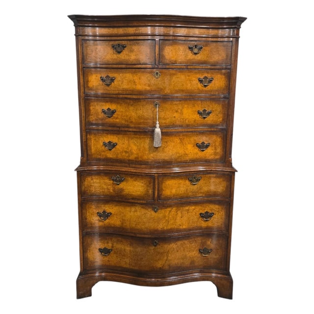 Serpentine Burr Walnut Chest of Drawers, 1910 For Sale
