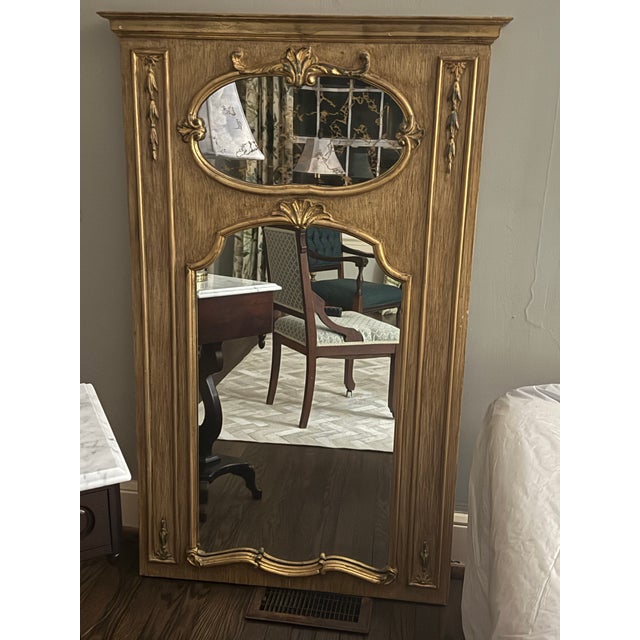 French Antique Gold Trumeau Mirror For Sale - Image 3 of 6