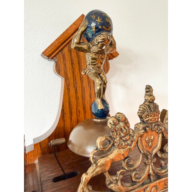 Mid-Century Dutch Baroque Revival Wall Clock with Atlas Pediment from Warmink Zaanse, 1950s For Sale - Image 4 of 14