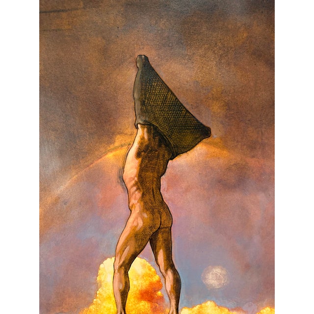Daniel Maffia, Standing Male Nude at Sunrise, Oil Painting on Cardboard, Framed For Sale - Image 3 of 11