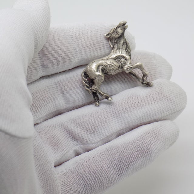 Charming vintage Italian handmade genuine silver foal horse dollhouse miniature, finely crafted and rich in delicate...