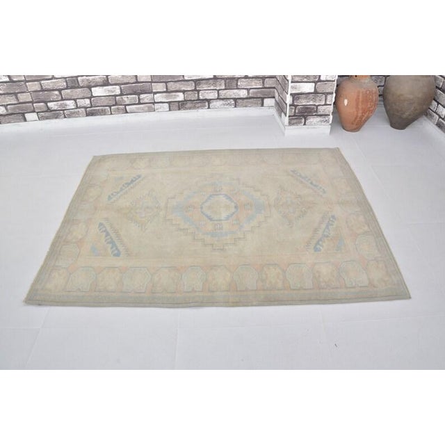 Tan Oushak Vintage Area Carpet For Sale - Image 8 of 10