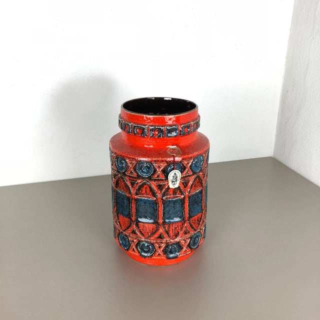 Fat Lava Pottery 92 35 Vase by Bay Ceramics, Germany, 1960s For Sale - Image 3 of 18