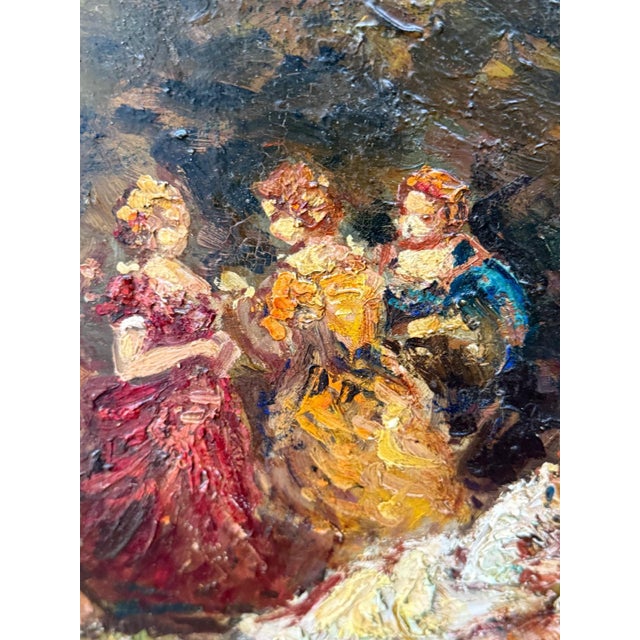 Romantic Ladies in a Lush Garden, Signed European Oil Painting, Belle Époque, 1800s For Sale - Image 4 of 18