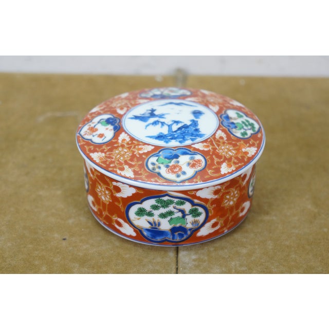 Blue Mid 20th Century Japanese Imari Porcelain Serving Plates Platters Bowl Bell & Box - 7 Piece Lot For Sale - Image 8 of 18