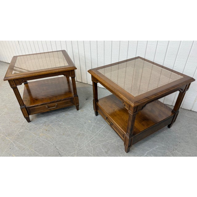 Italian Vintage Ethan Allen Directoire Walnut Side Tables - Set of 2 For Sale - Image 3 of 12