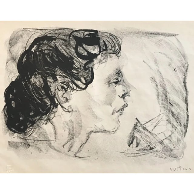 1930s Myron Nutting Portrait of a Lady Lithograph For Sale - Image 4 of 4