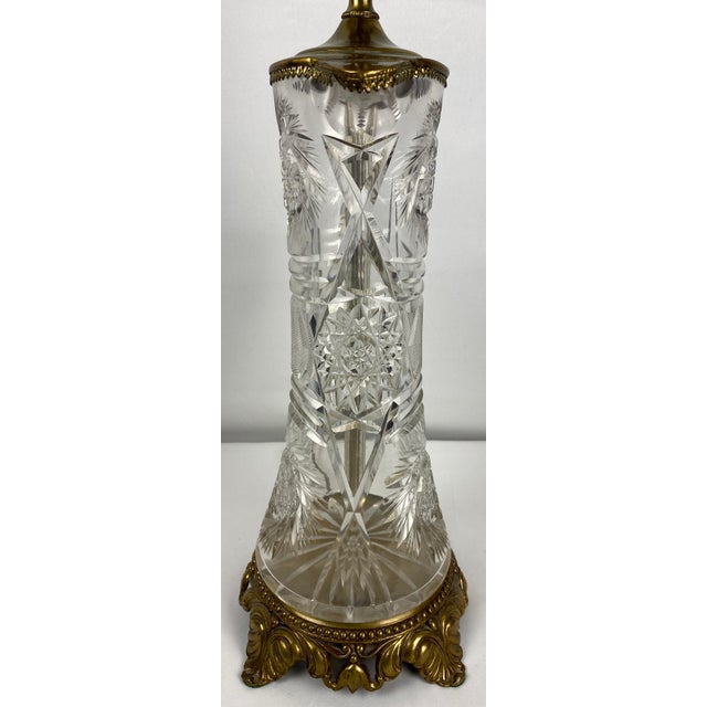 Waterford Late 20th Century Neoclassical Waterford Crystal Brass Base Table Lamp For Sale - Image 4 of 9