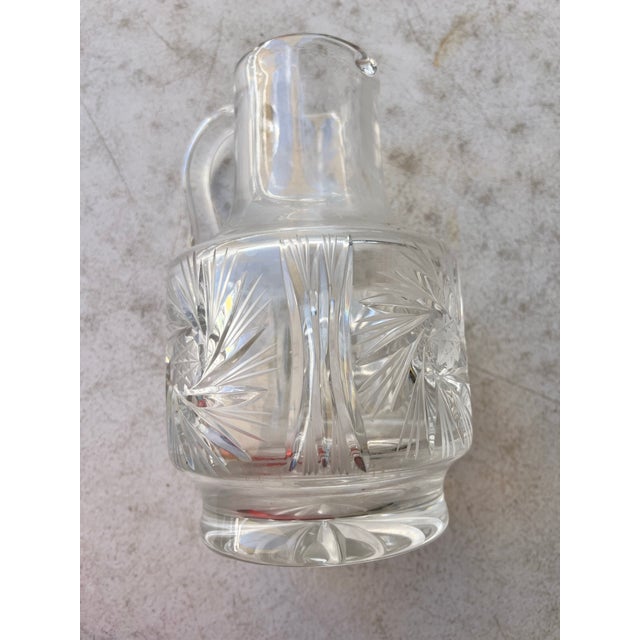 Art Nouveau Mid 20th Century Art Nouveau Bohemian Cut Crystal Pinwheel & Hobstar Pitcher For Sale - Image 3 of 8