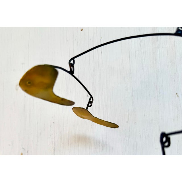 Metal Signed RSC Steel and Bronze Table Top Mobile Sculpture Manner of Calder For Sale - Image 7 of 11