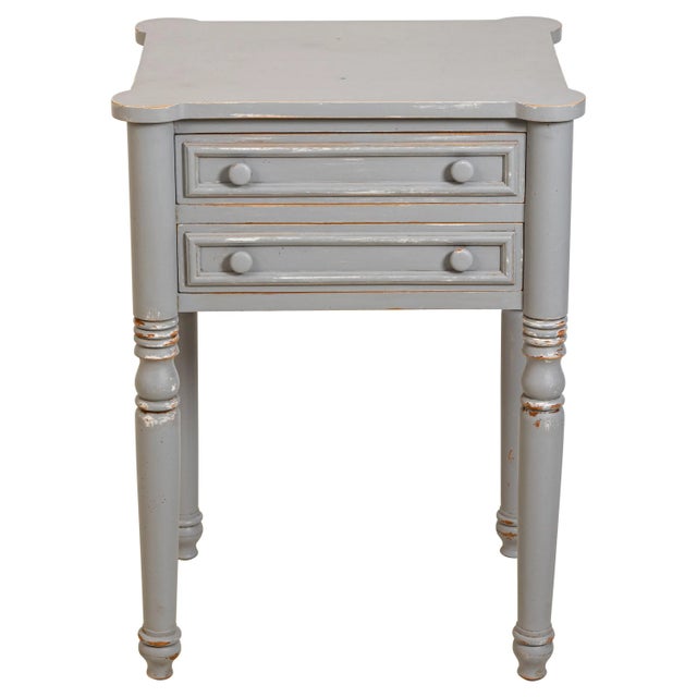 Two-Drawer Painted Distressed Table For Sale - Image 9 of 9