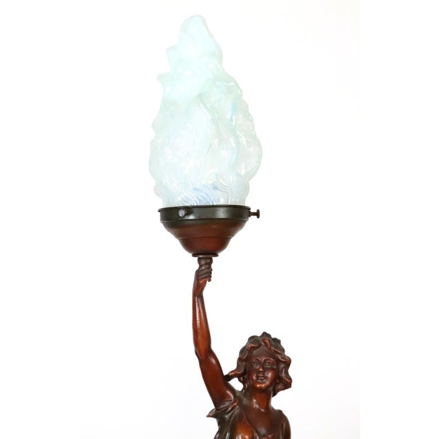 Art Nouveau Antique Art Nouveau Wood Figural Newel Post Lamp For Sale - Image 3 of 8