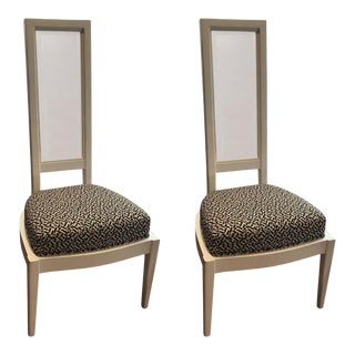 Lucite Black and White Lacquer Pair of Chairs For Sale