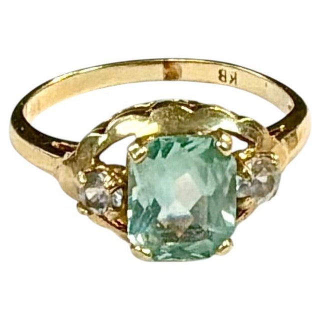 Metal 18k Gold Tourmaline and White Topaz Cocktail Ring For Sale - Image 7 of 8