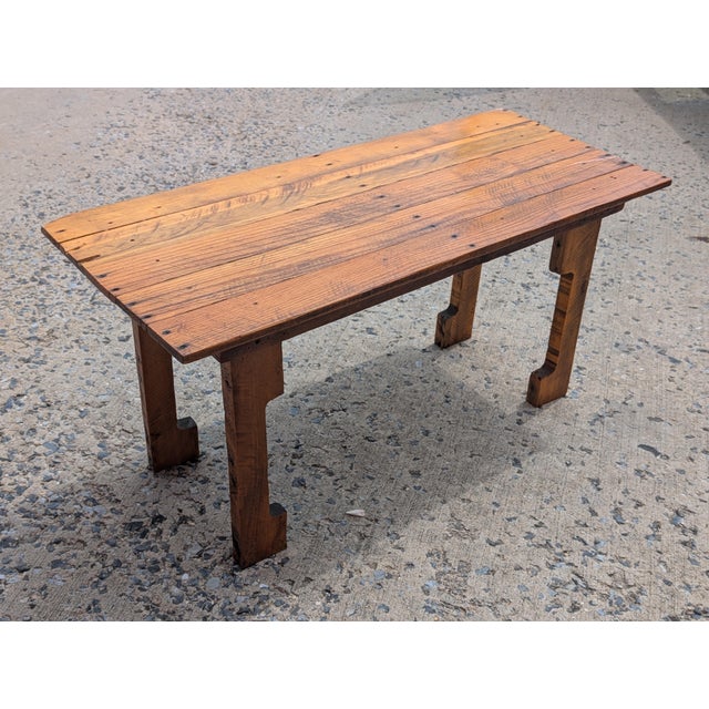 Late 20th Century Late 20th Century Reclaimed Oak Wood Japanese Style Coffee Table For Sale - Image 5 of 6