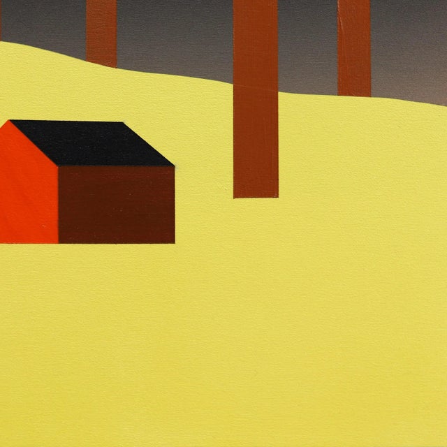2020s Cabin in September - Minimalist Figurative Landscape Original Artwork by Mike Gough For Sale - Image 5 of 9