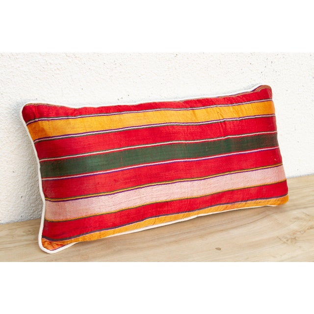 1980s Kora Striped Mashru Lumbar Pillow For Sale - Image 5 of 8