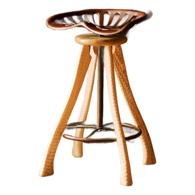 Amish-Forged Tractor Seat Swivel Stool | Handmade in Pennsylvania For Sale