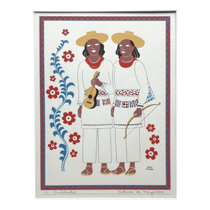 Carlos Mérida Silkscreen Print, "Huicholes.... Nayarit" in 16" x 20" Mat, 1945