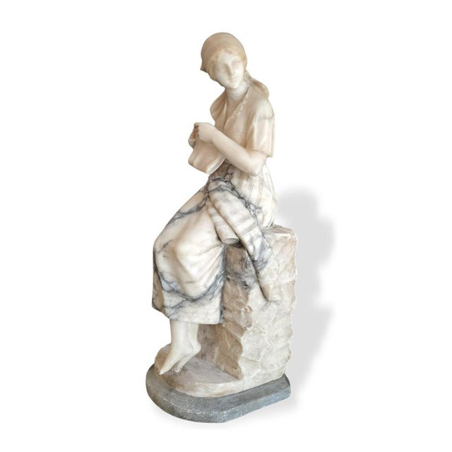 Pugi, Young Embroiderer, 1920s, Alabaster For Sale - Image 11 of 11