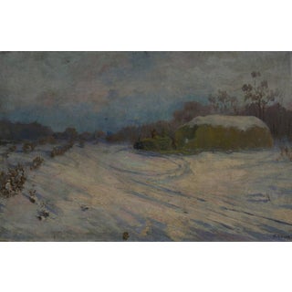 Vintage Winter Landscape Oil Painting, Ukrainian Art, 1960s 67-102 For Sale