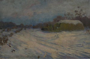 Vintage Winter Landscape Oil Painting, Ukrainian Art, 1960s 67-102