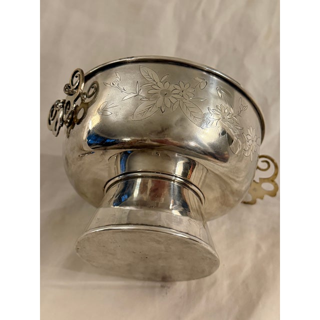 Antique Chinese Silver Huoguo Incense Burner – Floral Etched Design For Sale - Image 6 of 12
