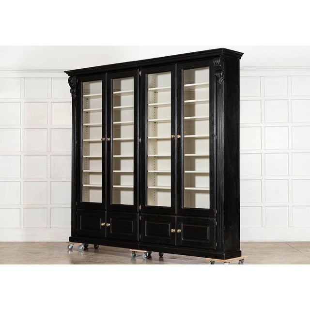 English Ebonised Mahogany Glazed Bookcase, 1940 For Sale - Image 6 of 17