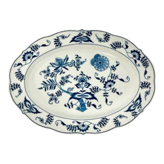 1950s Vintage Japanese Chinoiserie Meissen Blue Danube Oval Platter. For Sale