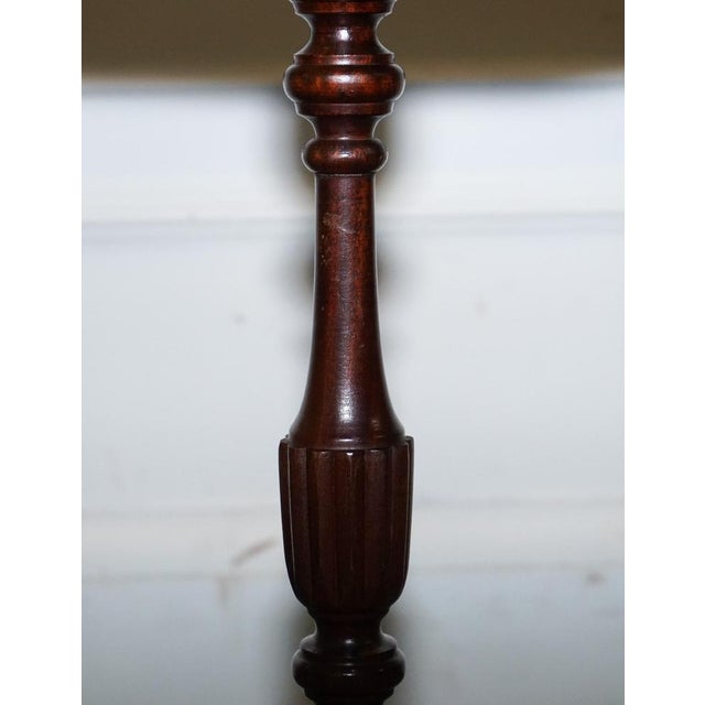 Animal Skin Vintage Brown Gold Leather Top Side Stand on Tripod Feet For Sale - Image 7 of 10