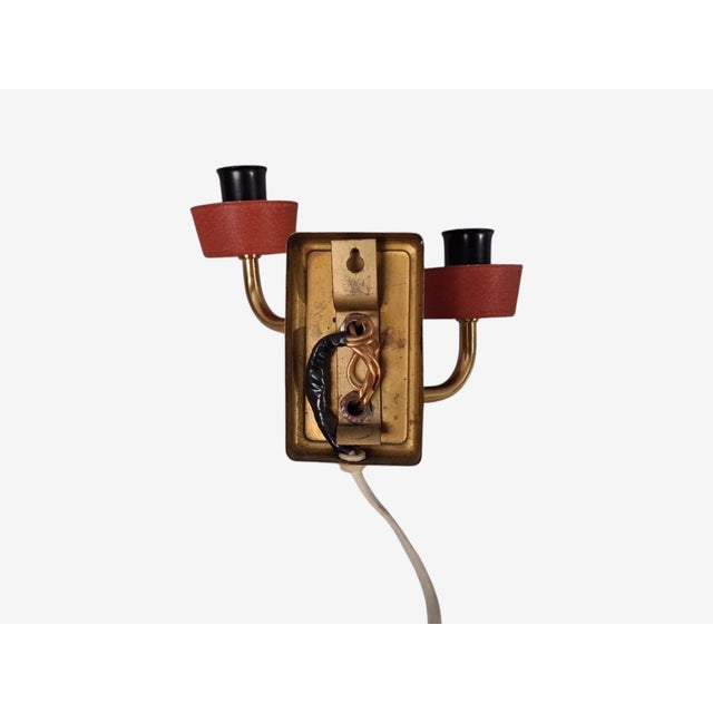Metal 1940s Swedish Modern, Wall Sconce, Brass, Lacquered Metal, Glass40s For Sale - Image 7 of 10