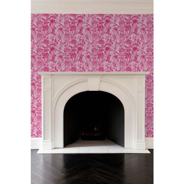 Floral & the Frog Chinoiserie Grasscloth Wallpaper by House Party | Cherry Blossom Pink | 6 Yards For Sale In Charlotte - Image 6 of 7