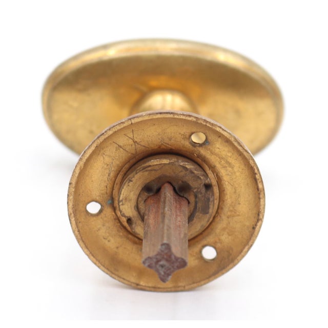 Metal Reclaimed Gold Plated Oval Beaded Closet Door Knob For Sale - Image 7 of 8