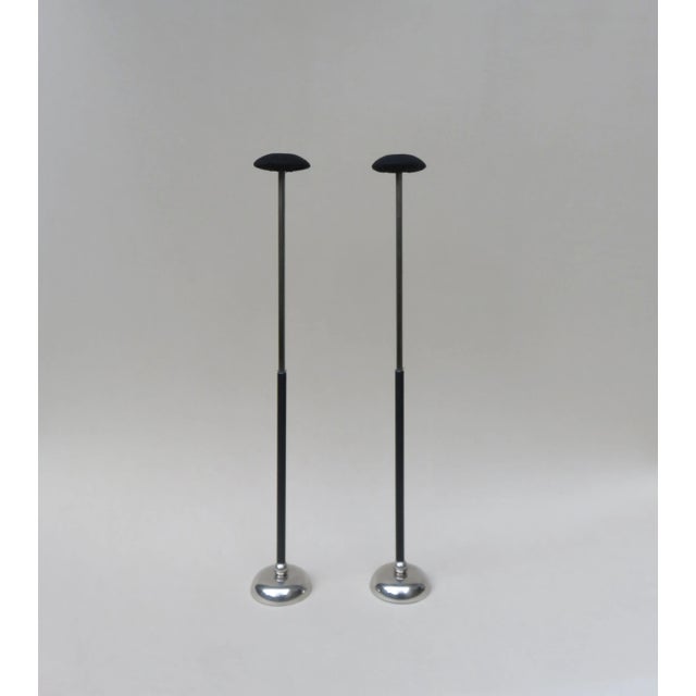 Vintage Art Deco Nickel-Plated and Black Felt Hat Stands from Gebr. Seifert Lüdenscheid, Set of 2 For Sale - Image 3 of 13