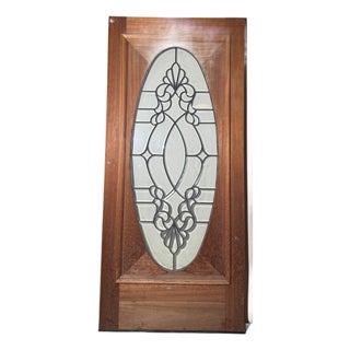 Honduran MahoganyLeaded Glass Oval Door For Sale