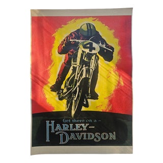 Art Deco Harley Davidson Motorcycle Advertising Poster, 1930s For Sale