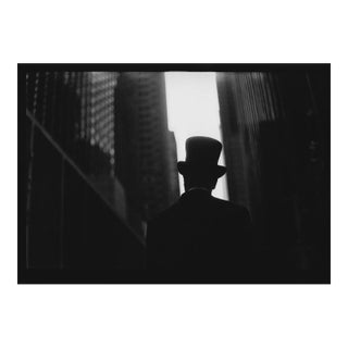 Untitled #21, Mans Hat and Skyscrapers From New York, Black and White Photo, 2018 For Sale