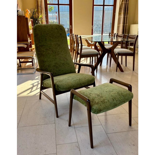 1960s Set of Scandinavian Lounge Chair and Ottoman by Alf Svensson, 1960s For Sale - Image 5 of 12