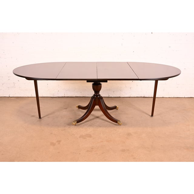 Stickley Georgian Mahogany Pedestal Extension Dining Table, Newly Refinished For Sale - Image 9 of 16