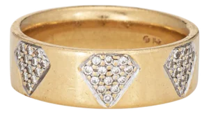 Diamond Cutout Band Sz 8.75 Ring Vintage 14k Yellow Gold Estate Fine Jewelry