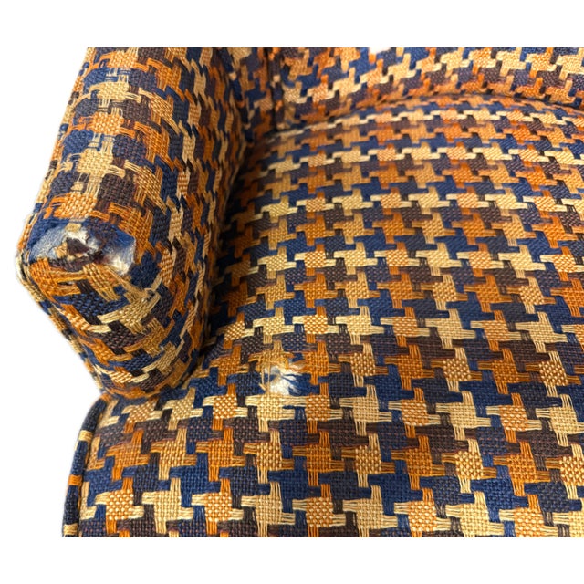 Set of 4 Vintage Mid-Century Modern Club Chairs — Houndstooth Plaid on Casters For Sale - Image 10 of 10