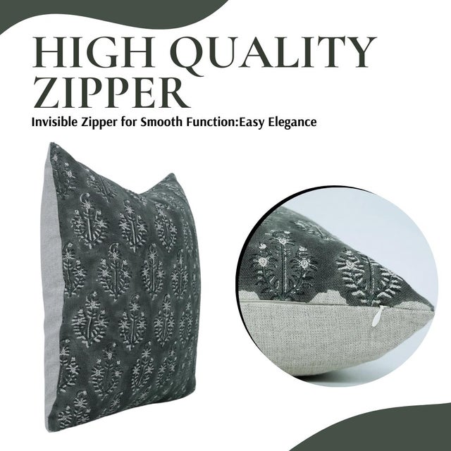 Textile Fabdivine Floral Cushion Cover 14x14 Inch Linen Fabric- Neelgagan For Sale - Image 7 of 7