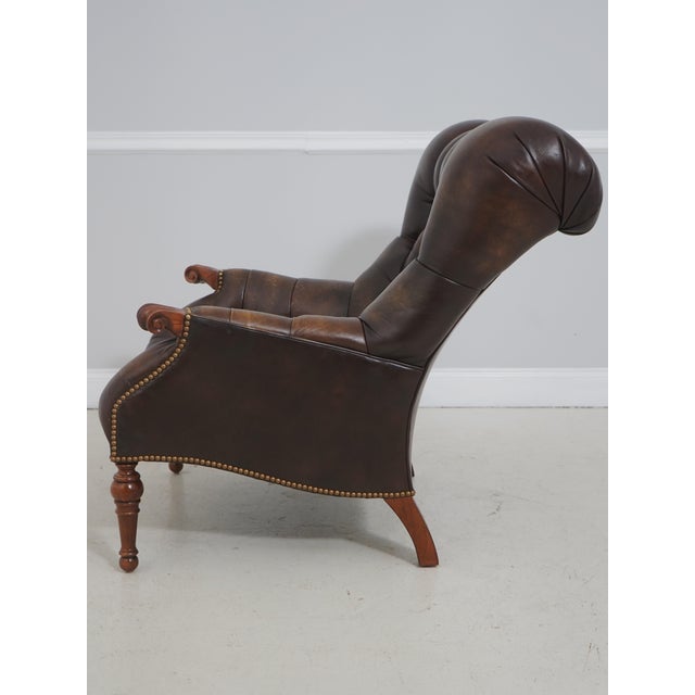 English Stickley Tufted Leather Leopold Chair & Ottoman For Sale - Image 3 of 18