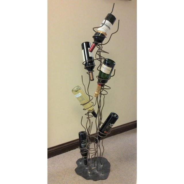 Vintage MidCentury Modern Wrought Iron Sculptural Wine Rack Chairish