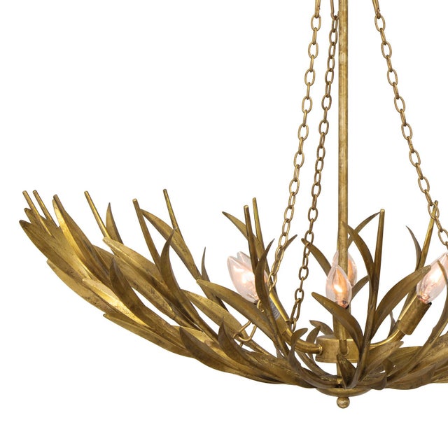 Contemporary Regina Andrew River Reed Basin Chandelier, Antique Gold Leaf For Sale - Image 3 of 7