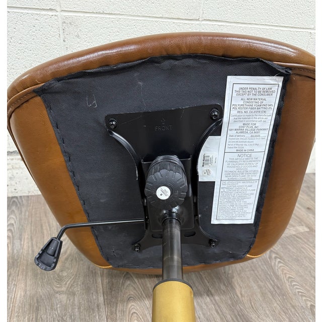 World Market Marina Cognac Brown Faux Leather Adjustable Swivel Office Chair For Sale - Image 12 of 14