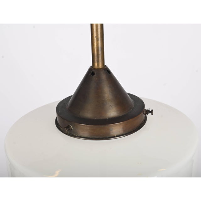 1930s Art Deco Cascade Pendant Light in Brass and Opaline Glass, 1930s For Sale - Image 5 of 9