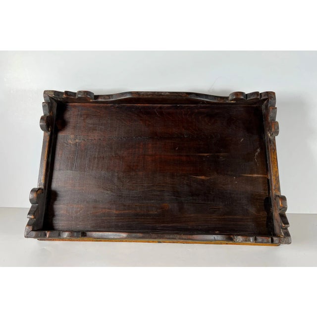 Yellow Early 21st Century Colorful Painted Tibetan Design Tray For Sale - Image 8 of 11