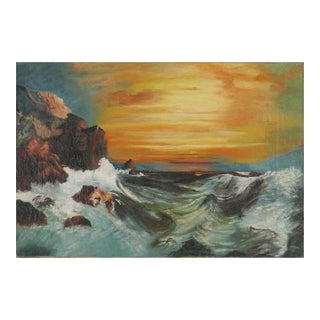 Early 20th Century Vibrant Sunset Seascape For Sale