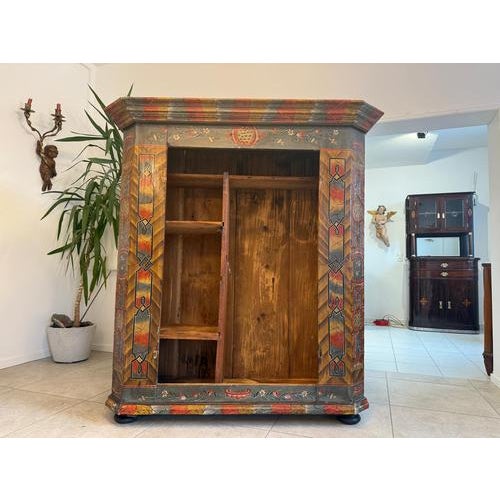 Traditional Tyrolean Farmhouse Hand-Painted Bookcase For Sale - Image 3 of 18